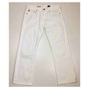 AG ADRIANO GOLDSCHMIED White The Tomboy Crop Relaxed Straight 5 Pocket Jeans